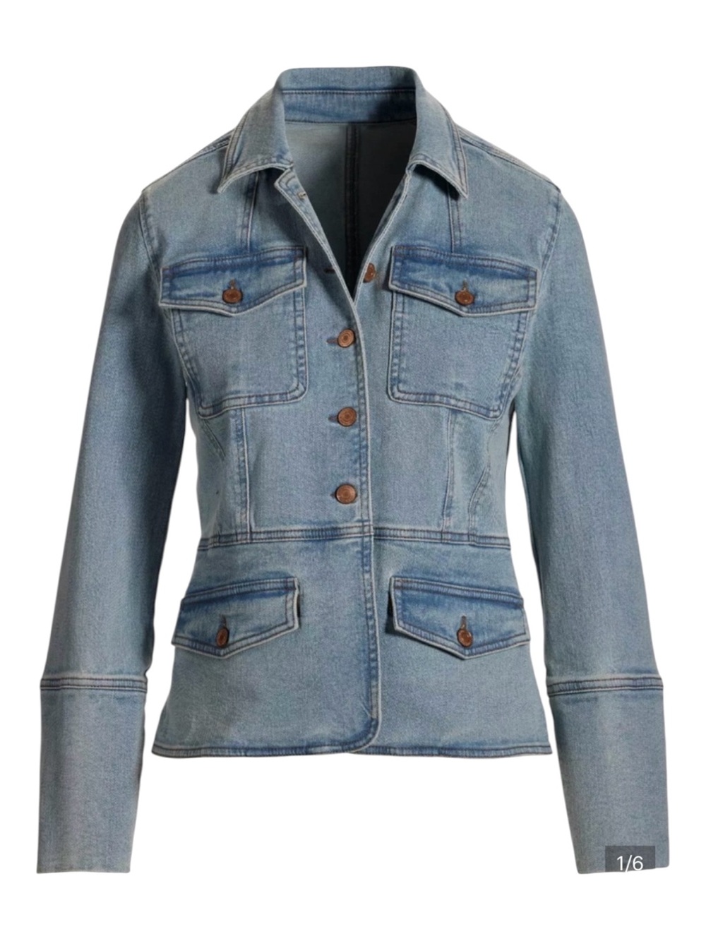 Boston Proper Light Wash Chic Patch Pocket Denim Utility Jacket Size Large